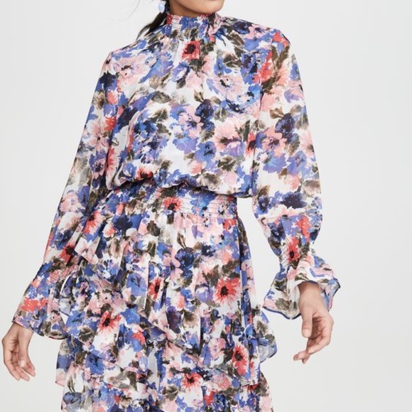 Revolve MISA Los Angeles Savanna Dress Tie Dye Floral XS MSRP $326 - Picture 4 of 8